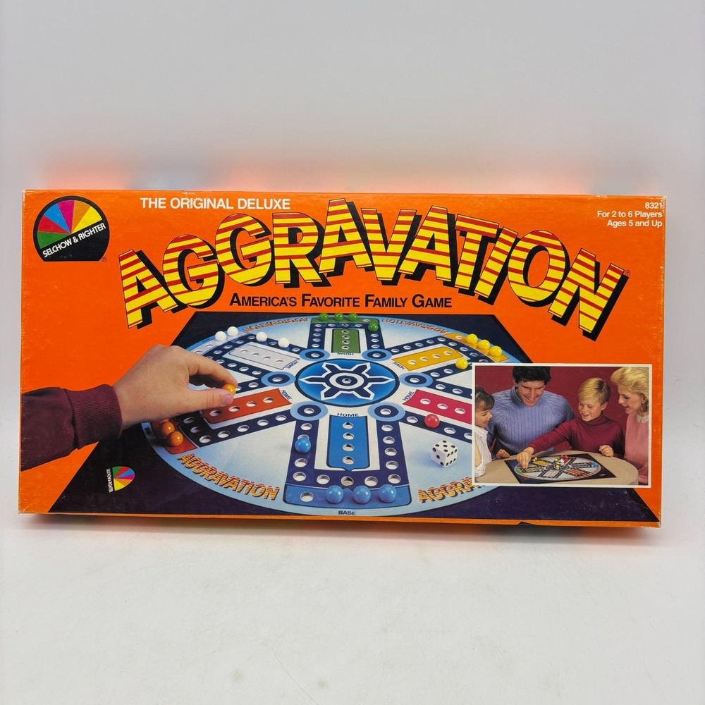 VINTAGE Deluxe Aggravation COMPLETE Selchow & Righter 1987 Family Party Marbles